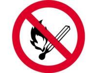 Bord "vuur, open licht en roken verboden" | lucifer | ROSR | es-trin