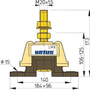 Alternative view of Vetus Trillingdemper LMX210 | Vetus Motorsteun LMX210