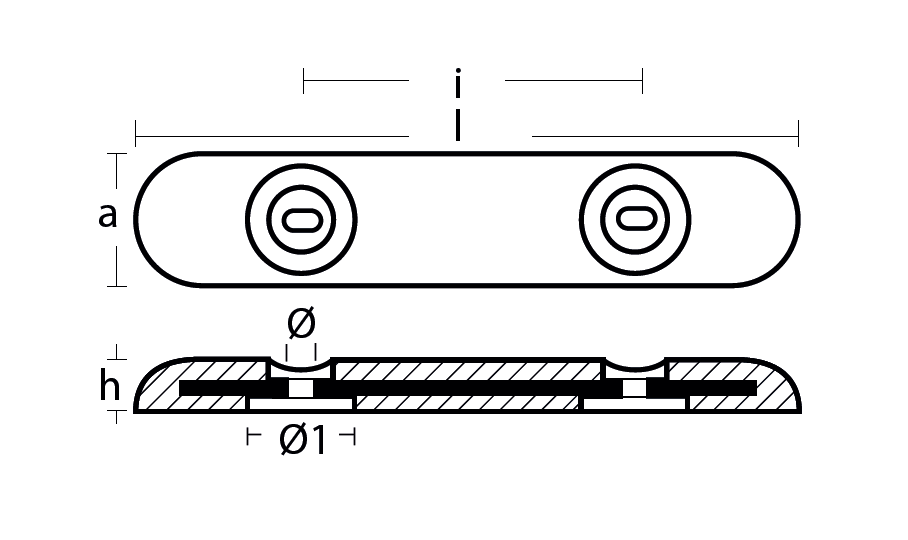Tecnoseal Fairline Anode in Aluminium | 455 * 90 * 40 mm - Afbeelding 2
