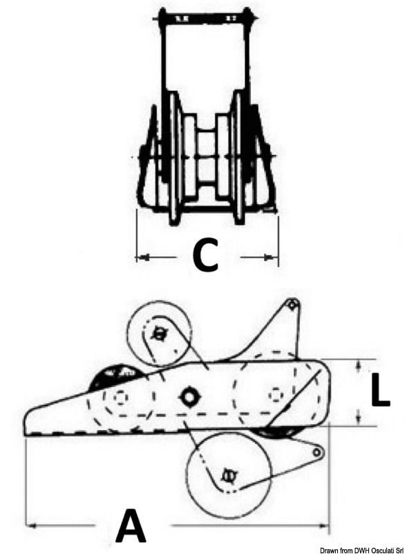 Osculati RVS Boegrol | 35 cm | voor ankers tot 15 kg - Afbeelding 2